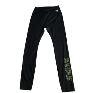 Gymshark black leggings with neon yellow detailing